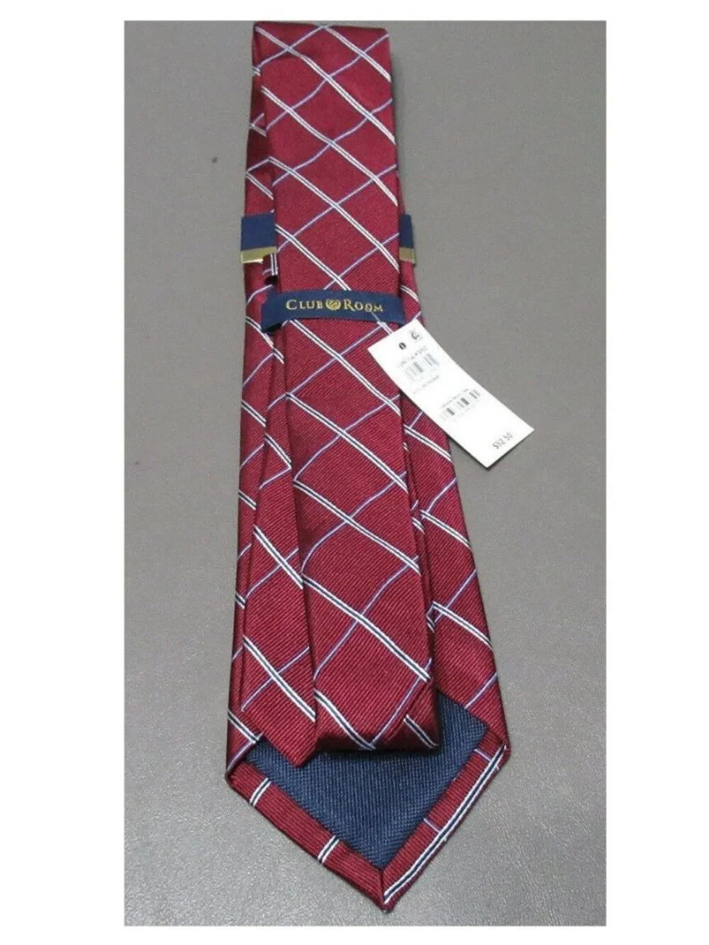 Club Room Men's Grid Pattern 3.25'' Silk Neck Tie, Dark Red, One Size